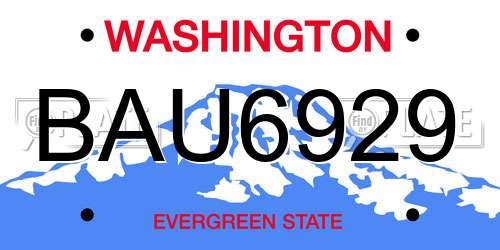 BAU6929 Washington License Plate