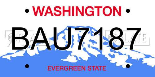 BAU7187 Washington License Plate