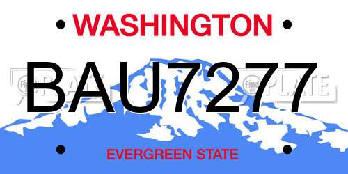 BAU7277 Washington License Plate