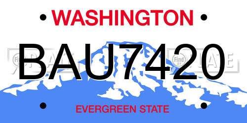 BAU7420 Washington License Plate