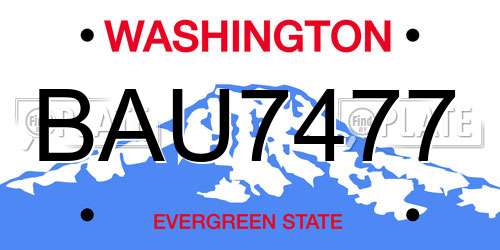 BAU7477 Washington License Plate