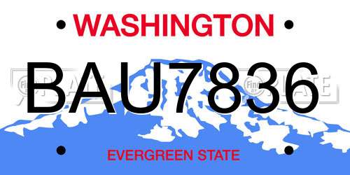 BAU7836 Washington License Plate