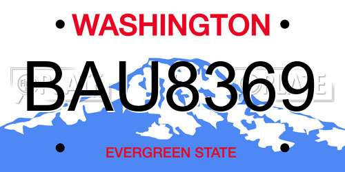 BAU8369 Washington License Plate