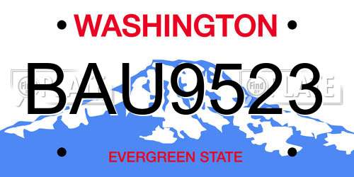 BAU9523 Washington License Plate
