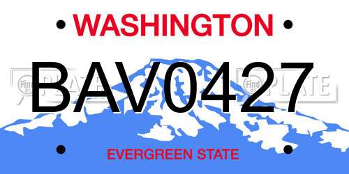 BAV0427 Washington License Plate