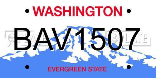 BAV1507 Washington License Plate
