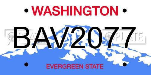 BAV2077 Washington License Plate