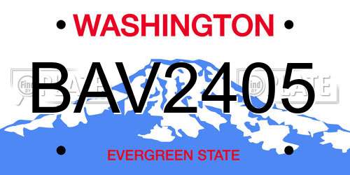 BAV2405 Washington License Plate