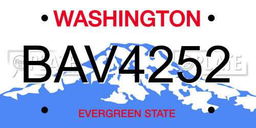 BAV4252 Washington License Plate
