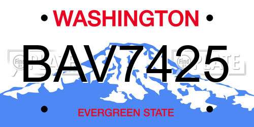 BAV7425 Washington License Plate