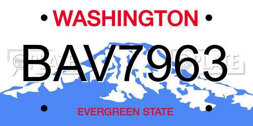 BAV7963 Washington License Plate