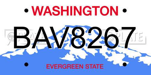 BAV8267 Washington License Plate
