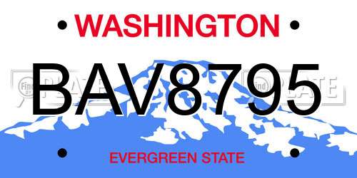 BAV8795 Washington License Plate