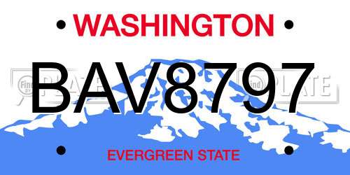 BAV8797 Washington License Plate