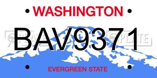 BAV9371 Washington License Plate