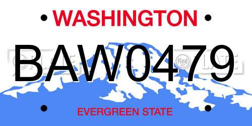 BAW0479 Washington License Plate