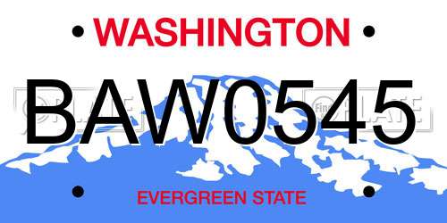 BAW0545 Washington License Plate
