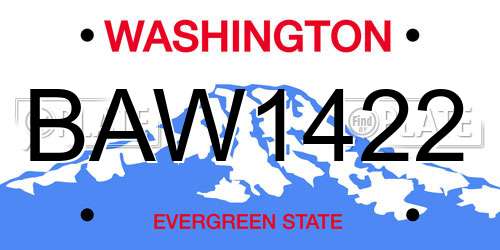 BAW1422 Washington License Plate
