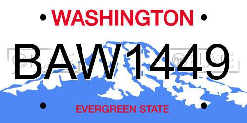 BAW1449 Washington License Plate