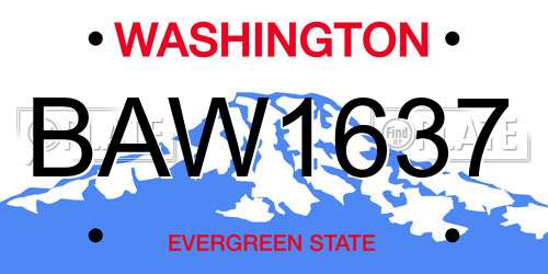 BAW1637 Washington License Plate