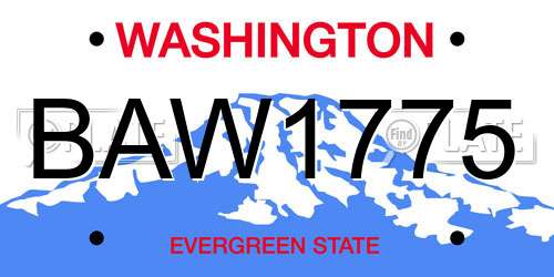BAW1775 Washington License Plate