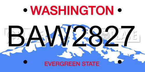 BAW2827 Washington License Plate