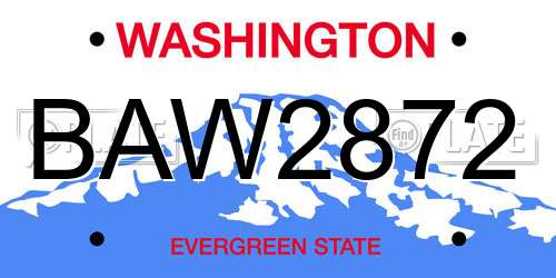 BAW2872 Washington License Plate