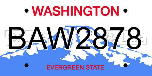 BAW2878 Washington License Plate