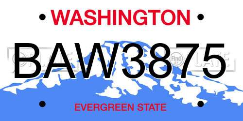 BAW3875 Washington License Plate