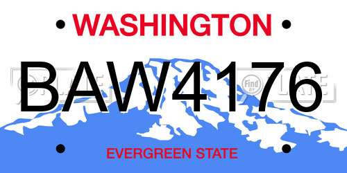 BAW4176 Washington License Plate