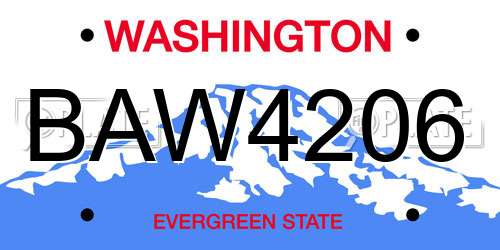 BAW4206 Washington License Plate