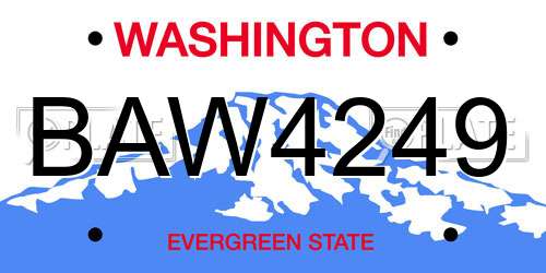 BAW4249 Washington License Plate