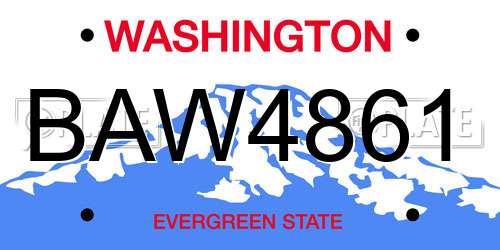 BAW4861 Washington License Plate