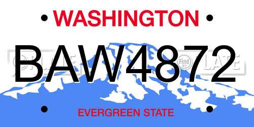 BAW4872 Washington License Plate
