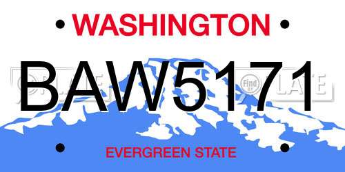 BAW5171 Washington License Plate