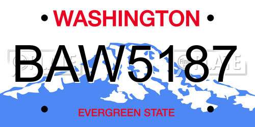 BAW5187 Washington License Plate
