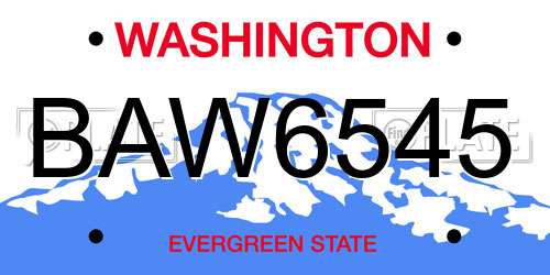 BAW6545 Washington License Plate