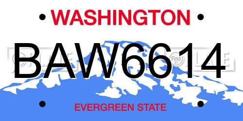BAW6614 Washington License Plate