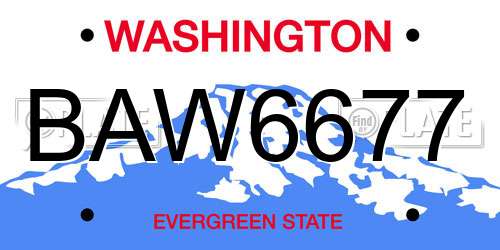 BAW6677 Washington License Plate