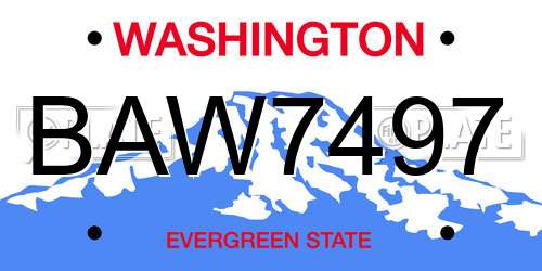 BAW7497 Washington License Plate