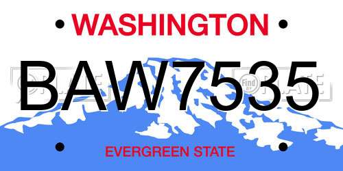 BAW7535 Washington License Plate