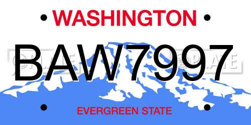 BAW7997 Washington License Plate