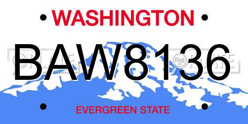 BAW8136 Washington License Plate