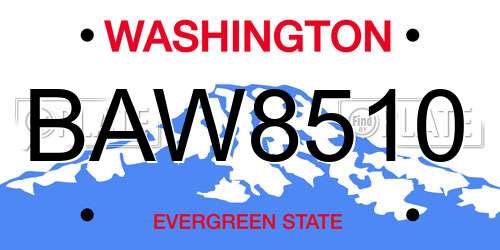BAW8510 Washington License Plate