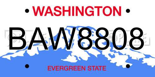 BAW8808 Washington License Plate