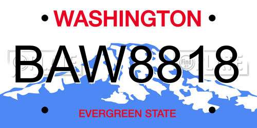 BAW8818 Washington License Plate