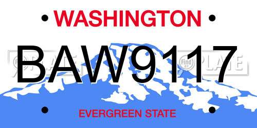 BAW9117 Washington License Plate