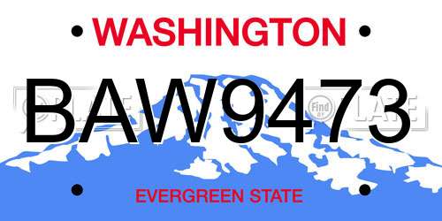BAW9473 Washington License Plate