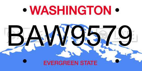 BAW9579 Washington License Plate