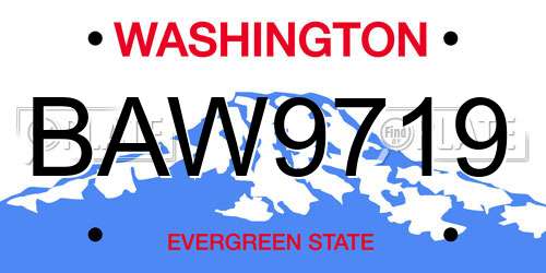 BAW9719 Washington License Plate